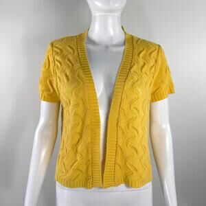 Notations 100% Acrylic Knit Sweater Cardigan Women’s Size Large Yellow Casual